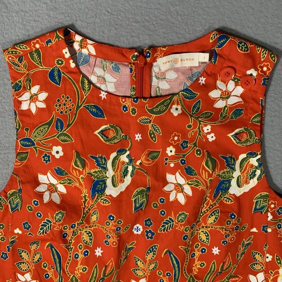 Tory Burch Dayton Samba Batik FlowerCotton Sleeveless Top Size 4 - Picture 2 of 10